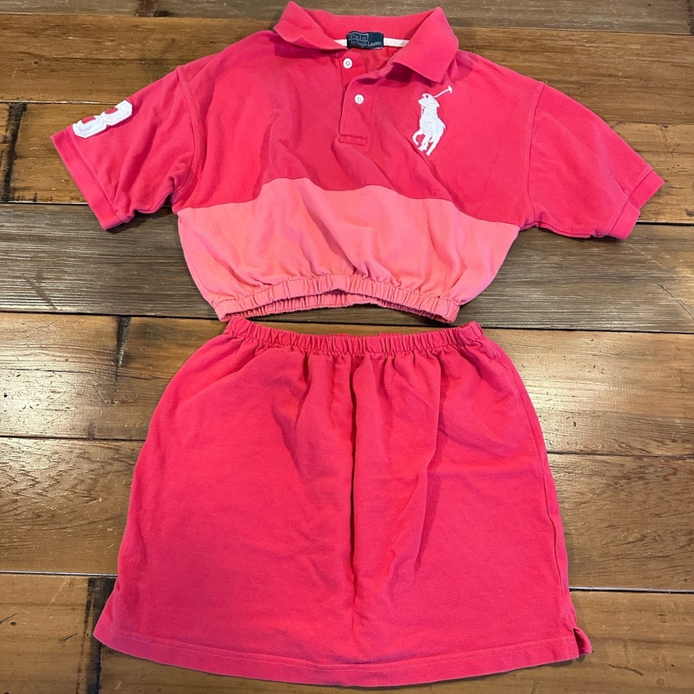 Polo by Ralph Lauren Pink Two-Piece Cropped Polo Skirt Set